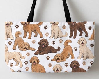 Labradoodles Dogs Tote Bag Large Tote Bag 24x13" Cute Canvas Tote Gift For Animal Pet Lover Big Labradoodle Tote Beach Tote Shopping Bag