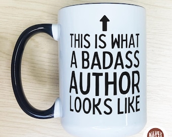 Badass Author Coffee Mug, Published Author Gift, Custom Writer Gift Bookworm Coffee Mug Book Cover Custom Cup Future Bestselling Author