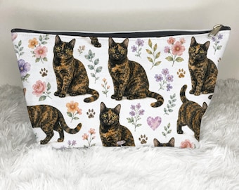 Tortoiseshell Cats Toiletry Bag, Cat Mom, Cute Cats Owner Gift, Travel Bag Cosmetic Bag, Snack Pet Makeup Bag Case Zip Pattern Cat Lady