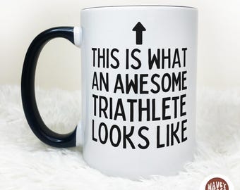 Awesome Triathlete gift, custom birthday gift, personalized mug, Triathlon funny Mug Triathlon Cup Triathlete Gift runner biker ironman gift