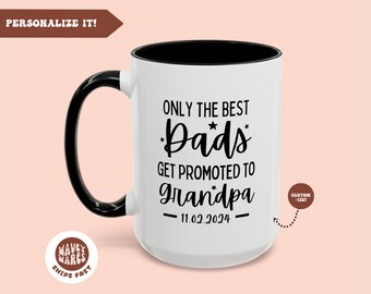 Solo los mejores papás ascienden a abuelos, taza personalizada para abuelo, abuelo, taza para anuncio de embarazo, regalo para el día del padre, nuevo papá