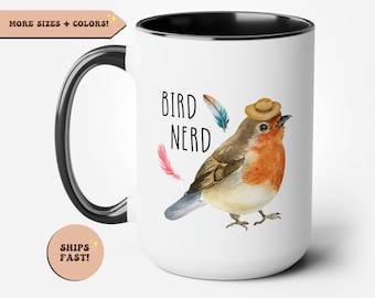 Bird Lover Funny Coffee Mug, Camping Mug, Bird Nerd, Birding Mug, Birdwatching Bird watching, Bird Lover, Bird Watcher, Cute, Robin, Birder