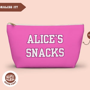 Customized Snacks Zip Bag, Pink Custom Name Bag, Childrens Emergency Candy Snack Sweets Pouch, Kids Food Bag, Makeup Bag Personalized Gift