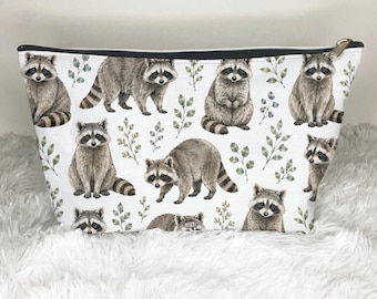Neceser divertido de mapaches, ideal para amantes de los animales, bolso de viaje, neceser de cosméticos, regalo adorable de mapache, estuche de almacenamiento, regalo de búho nocturno, estuche para lápices.
