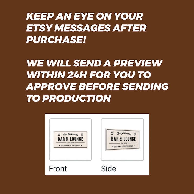 Large Bar and Lounge Custom Decor Wall Sign Personalized Name Bar