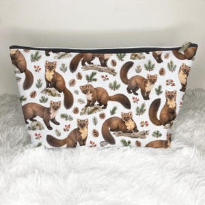 Pine Martens Zip Bag, Pine Marten Cosmetic Bag Animal Lover Pattern Gifts Travel Bag, Snacks Makeup Bag Pencil Case Toiletry Bag