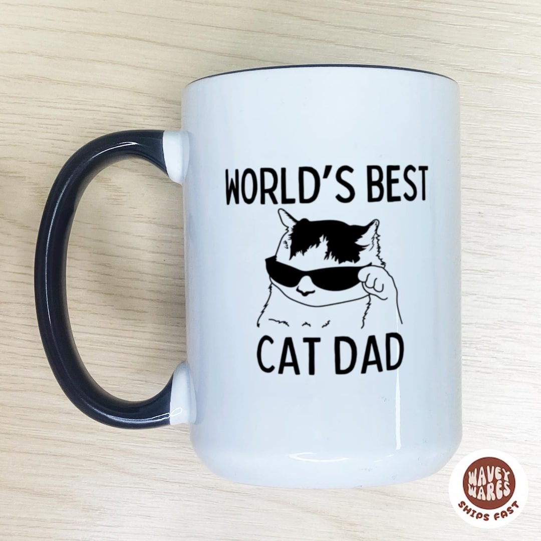 World's Best Cat Dad Ever Coffee Mug, Funny Cat Saying, Cat Kitten
