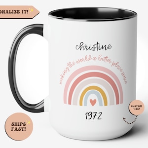 Benutzerdefinierte Geburtstagsgeschenk für Frauen, personalisiertes Geburtstagsgeschenk, 50. Geburtstagsbecher, lustige 50er Kaffeetasse, individuelles Geschenk für 50 Jahre alt