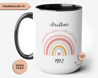 Aangepast verjaardagscadeau voor vrouwen, gepersonaliseerd verjaardagscadeau, mok 50e verjaardag, grappig 50e koffiekopje, aangepast cadeau voor 50-jarige