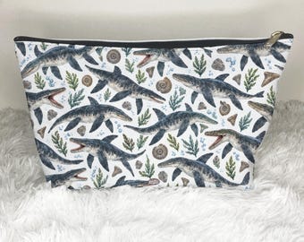 Liopleurodon Zip Bag, Dinosaur Gifts, Dino Lover Travel Bag, Archeologist Cosmetic Bag, Snacks Makeup Bag, Toiletry Bag Purse Travel Pouch