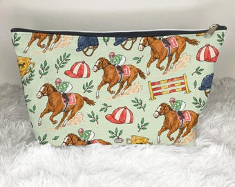 Borsa cosmetica per corse di cavalli, regalo per fantino, borsa per accessori, pochette con cerniera, trousse da toilette, borsa da viaggio, beauty case, trousse per il trucco del cavaliere.