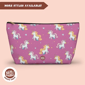 Unicorns Toiletry Bag, Cute Unicorn Gift, Girls Gift, Fantasy Pattern Travel Zip Bag, Toiletry Cosmetic Bag, Unicorn Lover Case, Pink Bag
