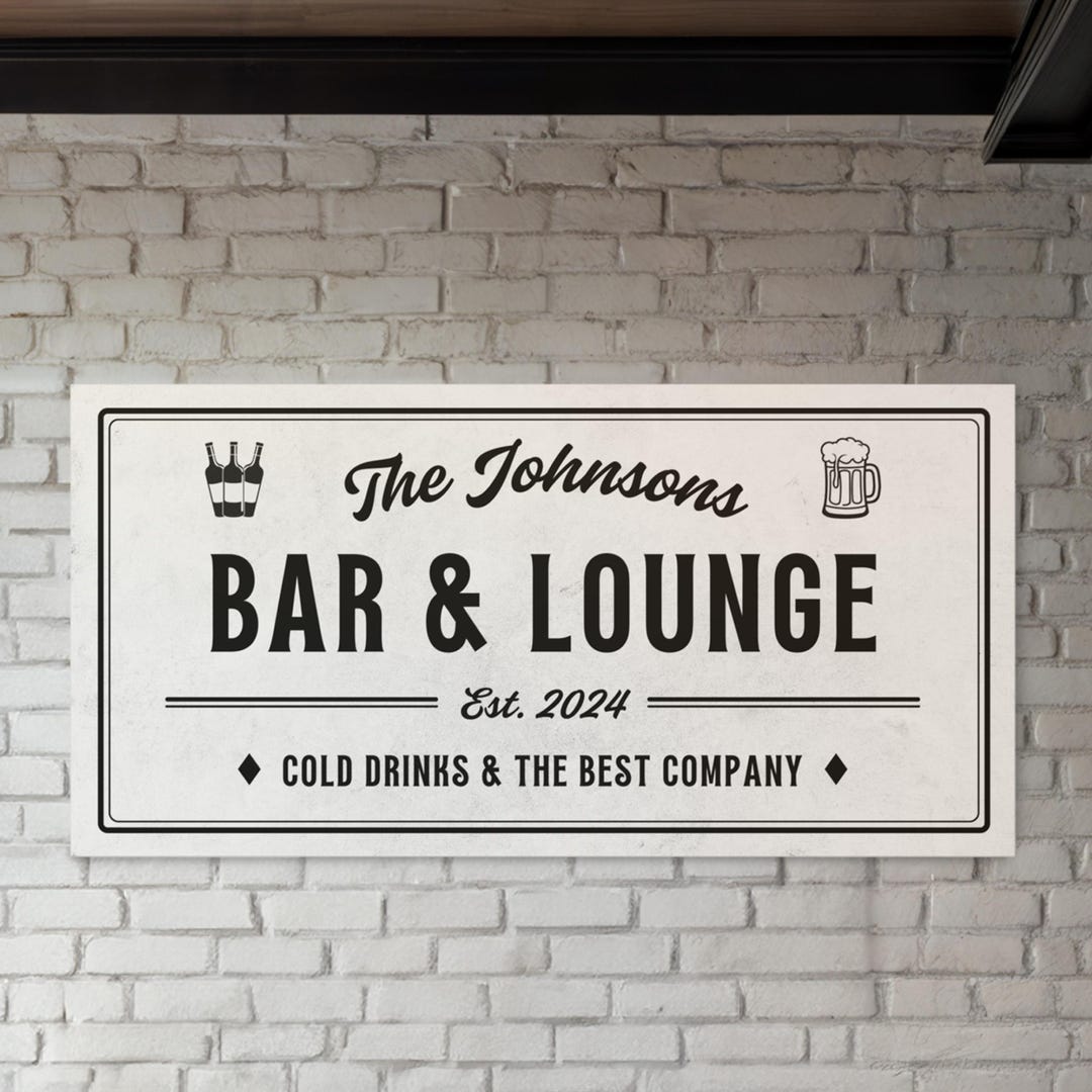 Custom Bar and Lounge Wall Sign Personalized Name Bar Vintage Family