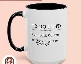 Takenlijst grappig cadeau voor brandweerman, brandweerman cadeau, brandweerman afstudeercadeau, brandweermok, grappige koffie vrachtwagen man cadeau
