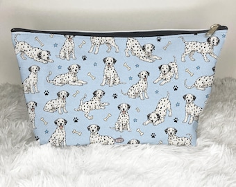 Tasje met rits en dalmatiërprint, toilettas, wastas met dalmatiërprint, cadeau voor hondenmoeder, make-uptasje voor op reis, handtas, accessoire, cosmeticatas, etui met rits