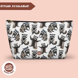Funny Raccoons Toiletry Bag, Cute Raccoon Gift, Animal Lover, Travel Bag, Cosmetic Bag, Storage Case, Night Owl Bird Gift, Pencil Case