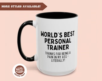 La mejor taza de café divertida de entrenador personal, regalo de taza de café de entrenador personal, regalo para entrenador personal, taza de entrenador de fitness, regalo de entrenador de fitness