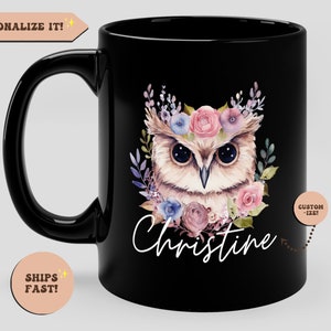 Owl Mug 15oz 11oz, Ceramic Owl Coffee Cup for Women, Personalized Owl Gift, Owl Gifts, Owl Lovers, Owl Christmas Gift, Large Owl Coffee Mug