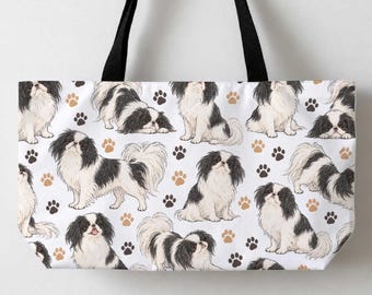 Japanese Chin Dogs Tote Bag Large Tote Bag 24x13" Cute Canvas Tote Gift For Animal Pet Lover Big Tote Beach Tote Shopping Bag