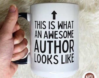 Awesome Author Coffee Mug, Published Author Gift, Custom Writer Gift Bookworm Coffee Mug Book Cover Custom Cup Future Bestselling Author