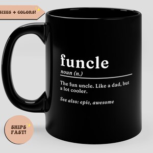 Funcle Uncle Definition Mugg, Anpassad för farbror Gåva, Gåva från systerdotter Brorson, Moster och farbror Muggar, Fantastisk farbror, Rolig Kaffemugg, Rolig Farbror