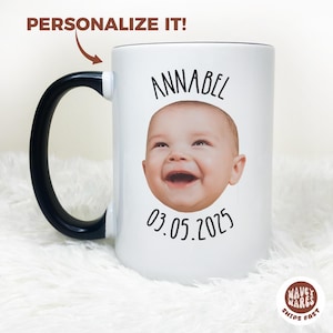 Personalized Baby Face Photo Coffee Cup, Custom Baby Face Mug Name Birthday Personalized Photo Mug For Dad Custom Kids Photo Mothers Day Mug