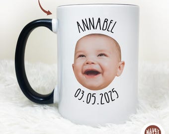 Personalized Baby Face Photo Coffee Cup, Custom Baby Face Mug Name Birthday Personalized Photo Mug For Dad Custom Kids Photo Mothers Day Mug