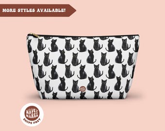 Neceser de gatos negros, bonito regalo de gato, regalo de gato de Bombay, bolsa de viaje, neceser, gatitos, mamá gata negra, neceser de maquillaje, gatito, estuche para lápices