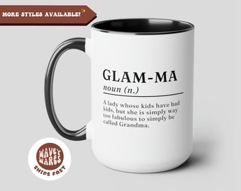 Glam Ma rolig kaffemugg, Glam-Ma ordboksdefinition, mormor mormor present, mors dag present, present till nana nan mormor mormor mormor