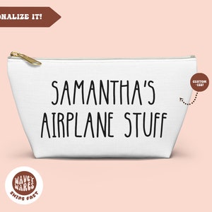 Personalized Airplane Stuff Accessory Pouch, Custom Charger Pouch with Name, Travel Accessory Bag, Funny Toiletry Bag, Travel Bag Makeup Bag