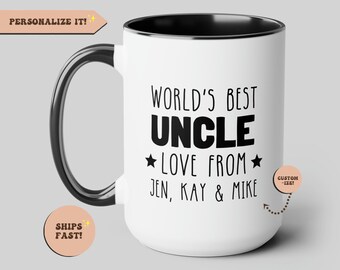 Personalised Worlds Best Uncle, Custom Funny Coffee Mug, Gift Mug, Funcle Mug, Gift from Nephew Niece