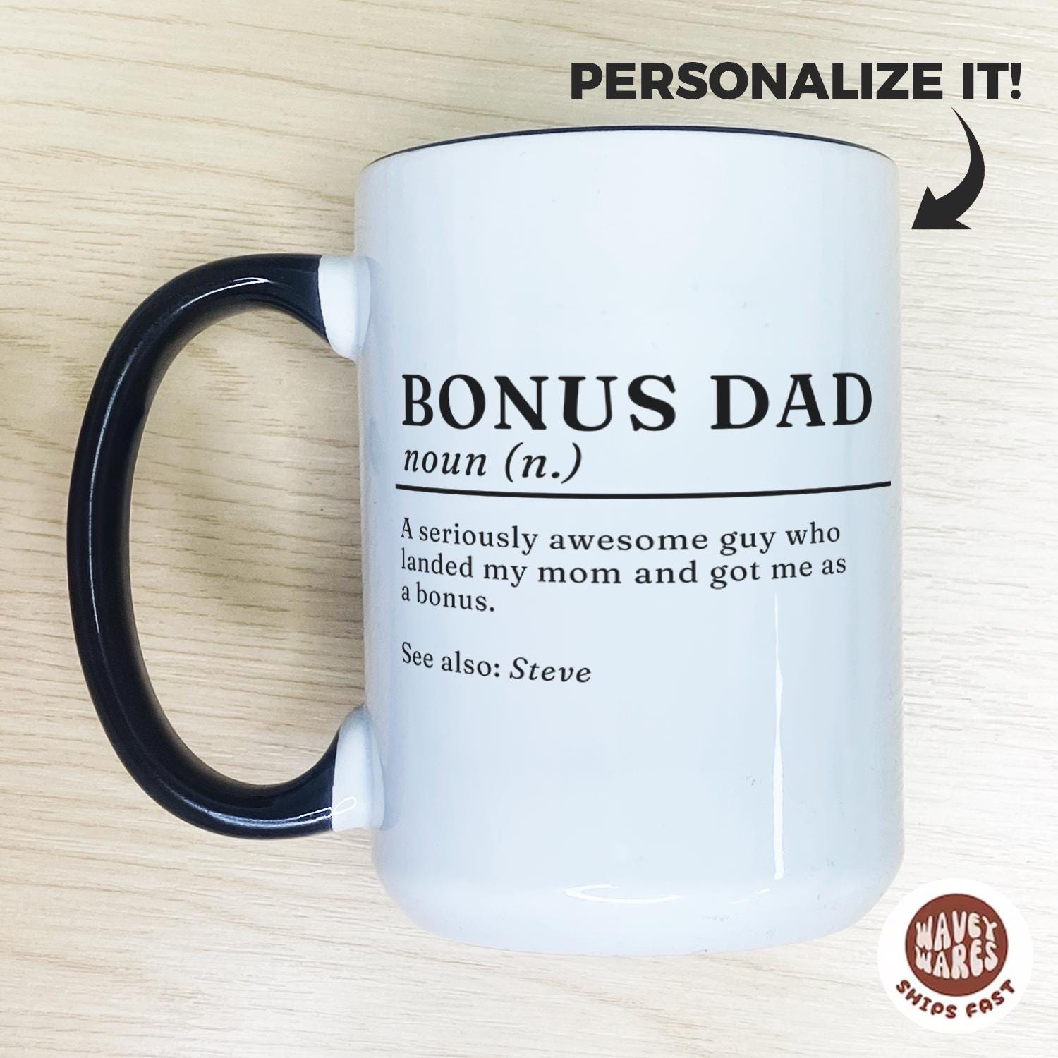 Bonus Dad Gift, Personalized Stepdad Name Definition Mug Gift