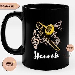 Personalized Trombone Coffee Mug, Trombone Gifts, Player Gifts, Trombonist Christmas Gift, Trombone Horn Instrument Trombonist Gifts