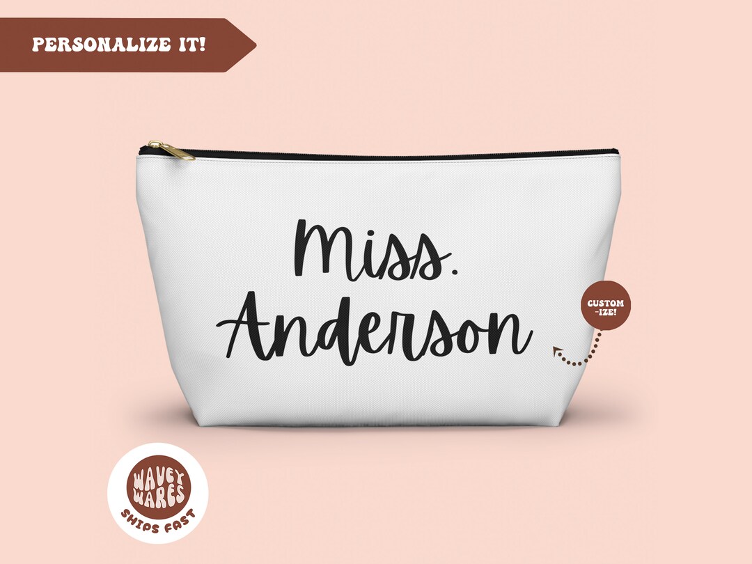 Personalised Teacher Name Pencil Case, Custom Teacher Gift Zip Pouch ...