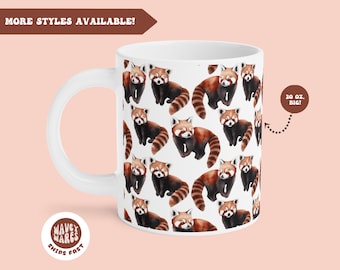 Tasse à café pandas roux, grande tasse 20 oz 15 oz, jolie tasse à café panda roux, cadeau pour amateur de raton laveur, cadeau pour amateur de pandas roux, motif panda roux
