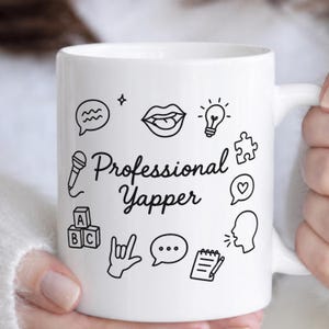 Taza de café para logopedas, taza divertida para terapia del habla, regalo para logopedas, patólogos del habla y el lenguaje (SLPA), graduados profesionales.