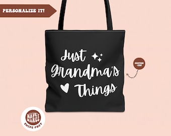 Just Grandma Things aangepaste grote draagtas, schattige oma cadeaus gepersonaliseerde oma big bag, Moederdagcadeau voor oma, nieuwe oma mimi cadeau