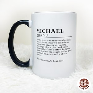 Custom Dictionary Name Coffee Mug, Name Definition Cup, Personalized Name Definition Mug Manager Coworker Colleague Office Boss Gift for Him