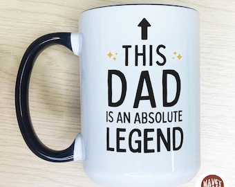 This Dad Is An Absolute Legend, Funny Personalized Dad Mug, Custom Dad Coffee Cup Dad Gifts Daddy Birthday Fathers Day Present from Children