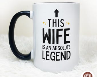 Presente para esposa, presente engraçado para esposa, caneca de café engraçada Legend Best Wife Ever, presente de aniversário de dia dos namorados, caneca para esposa, presente de Natal e aniversário