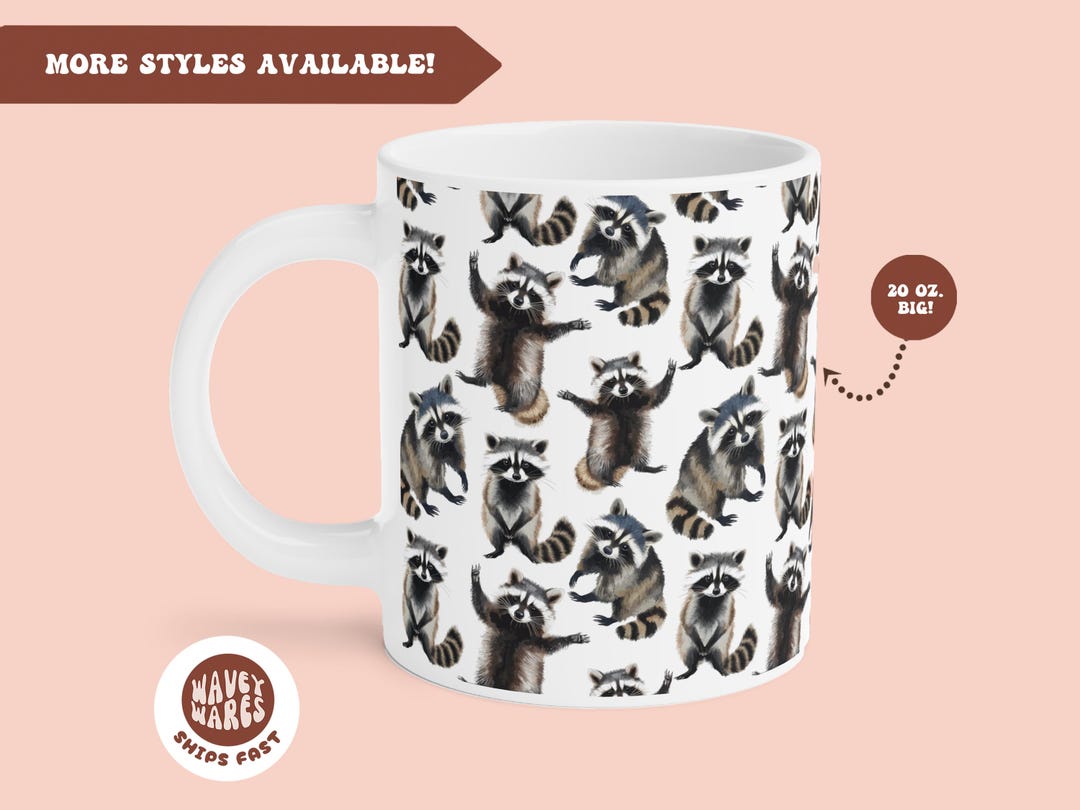 Funny Raccoons Coffee Mug, Big 20oz 15oz Mug, Cute Raccoon Coffee Cup ...