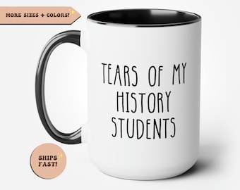 Taza de café divertida para profesor de historia, taza con lágrimas de mis estudiantes de historia, regalos para profesores de historia, taza de café para profesores de historia, amante de la historia