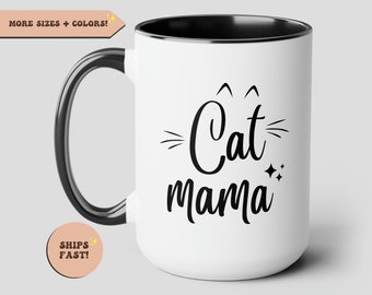 Mamá gata, mamá gata, loca de los gatos, papá mamá gata, taza de café, regalo para mamá, regalo para ella y él, regalo para amantes de los gatos