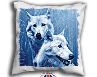 Wolf cushion | Etsy Hmihilu Wolf in Snow Throw Pillow