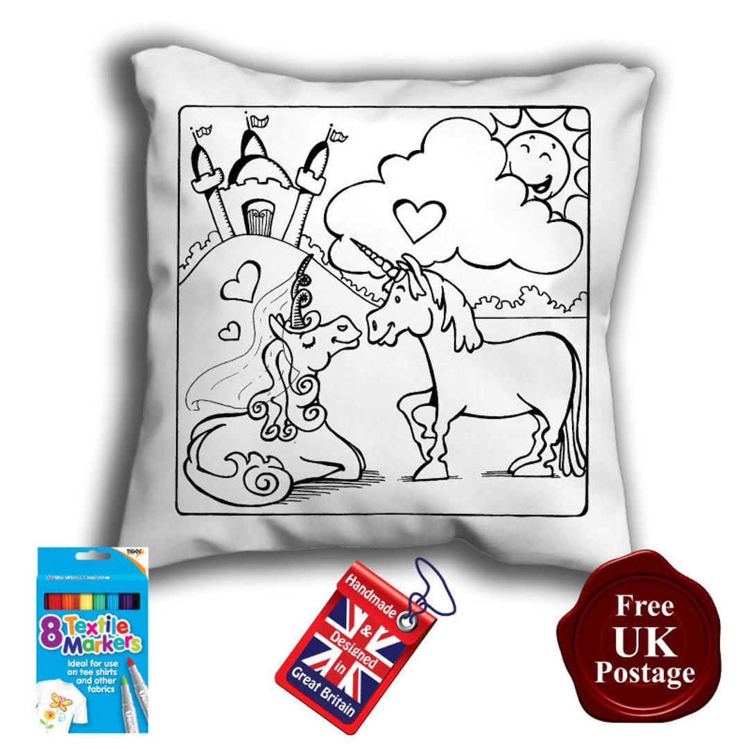 Unicorn Colouring Cushion Cover, With or Without Fabric Pens - Etsy
