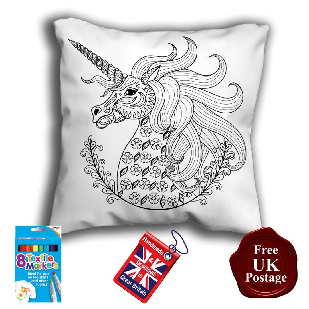 Unicorn Colouring Cushion Cover, With or Without Fabric Pens - Etsy