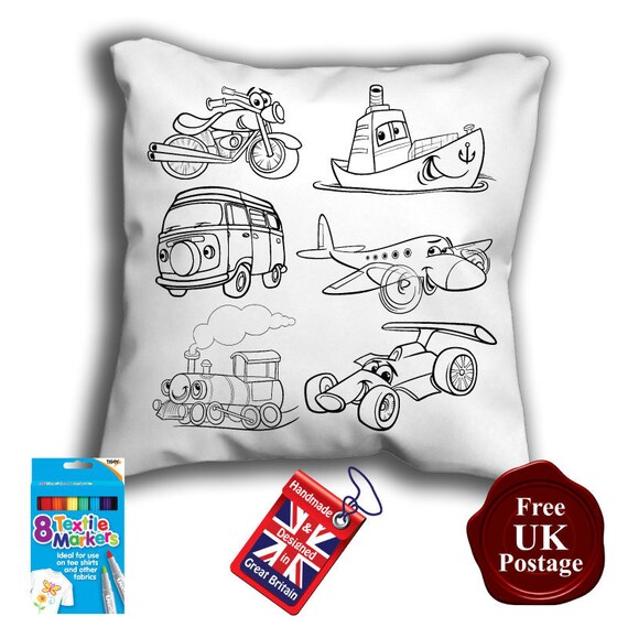 Colour in cushion cover with pens hotsell