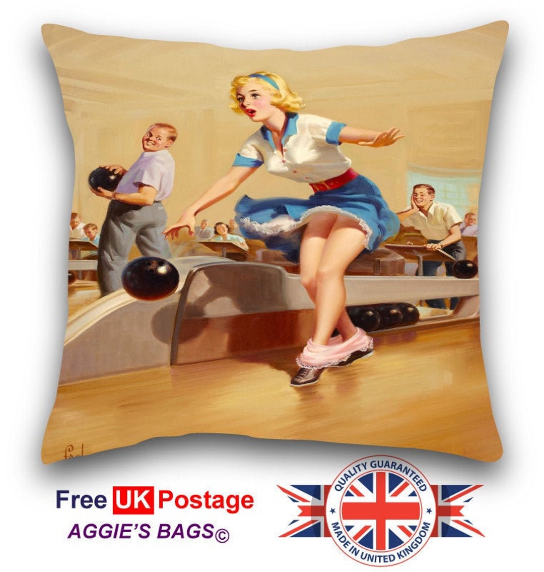 Pinup Girl Bowling Cushion Cover Pinup Cushion Etsy