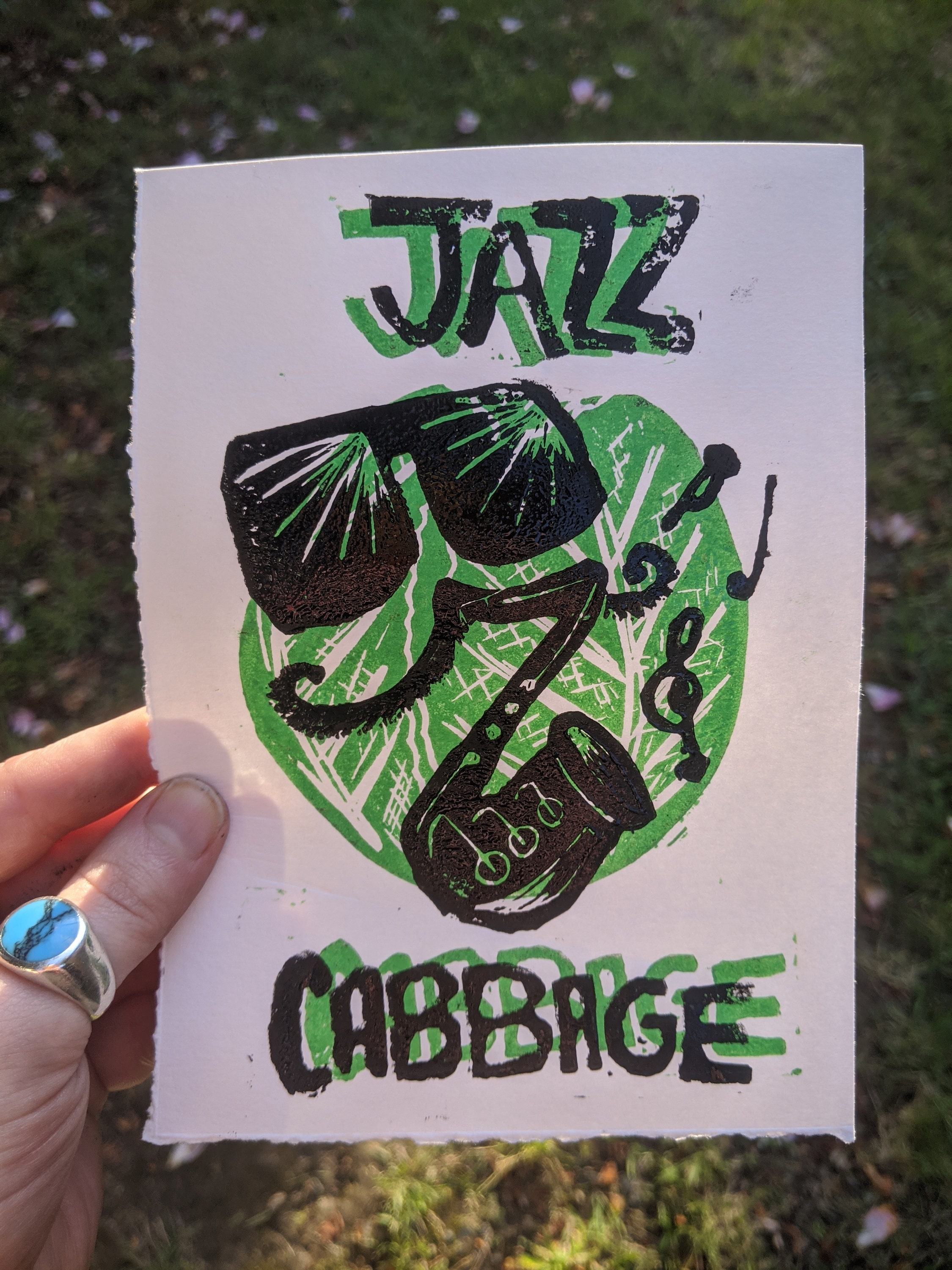 Jazz Cabbage Lino Print Etsy