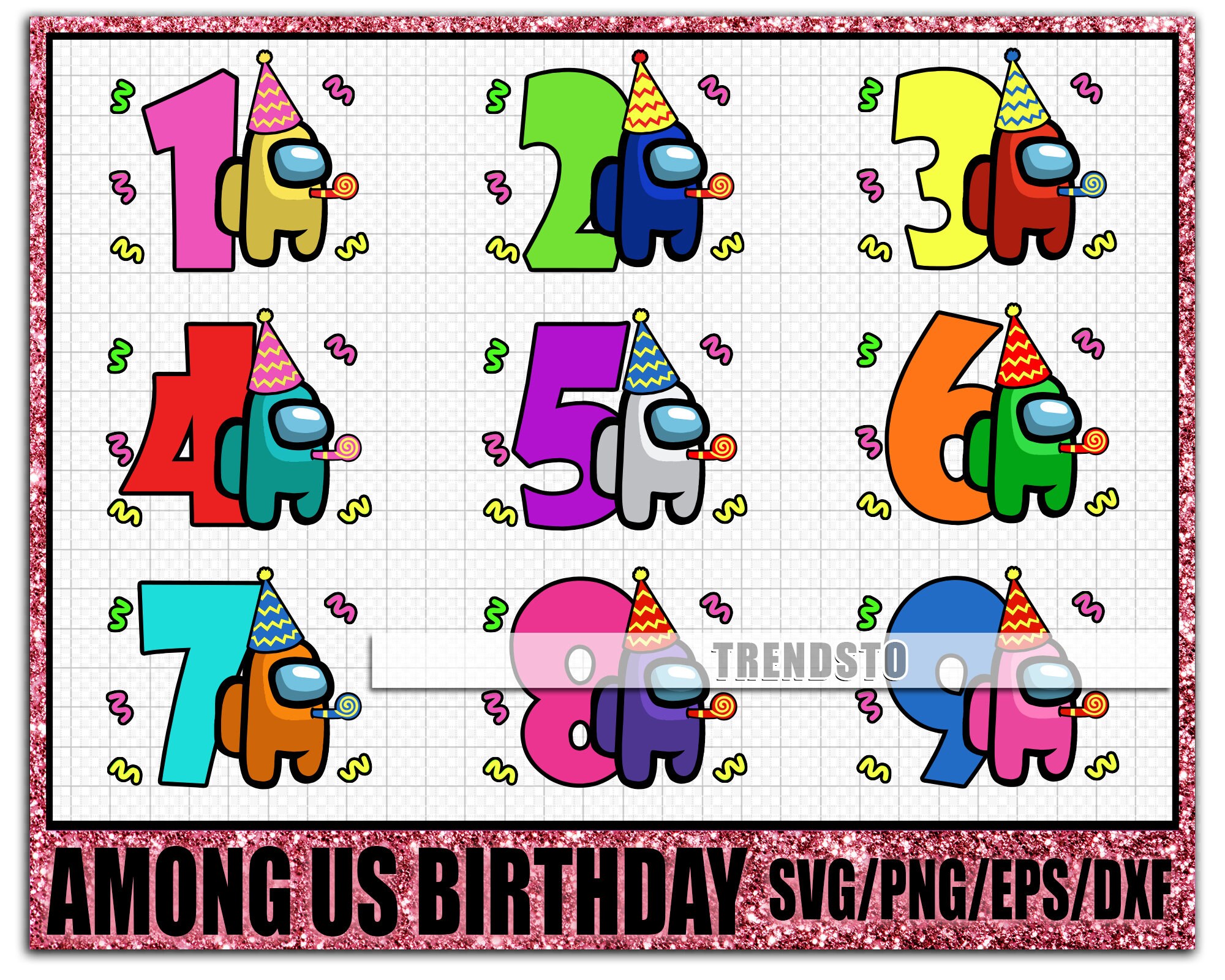 Download Birthday Number Among Us Svg Among Us Birthday Svg Among Us Etsy